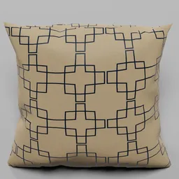 Detailed beige pattern pillow 3D model, perfect for interior design renderings, created in Blender.