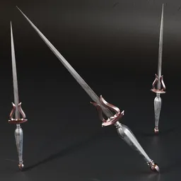 3D Blender sword model with high-quality metal textures, ready for war game designs and historic-military applications.