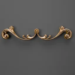 Detailed 3D golden floral ornament model to enhance classic design projects in Blender 3D.