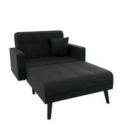 3D model of a black sofa bed with shape keys, optimized for Blender use, showcasing modern furniture design.