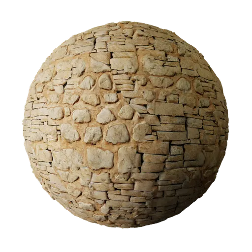 2K PBR texture for 3D modeling, featuring a realistic mix of rocks for wall surfaces, with displacement details.