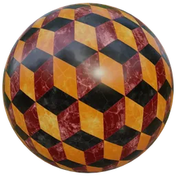 High-quality orange and black checkered PBR material for Blender 3D, ideal for realistic tile texturing in 2K resolution.