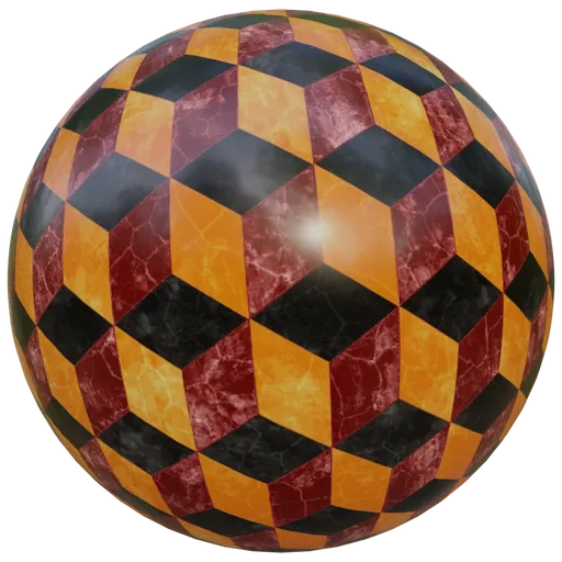 High-quality orange and black checkered PBR material for Blender 3D, ideal for realistic tile texturing in 2K resolution.