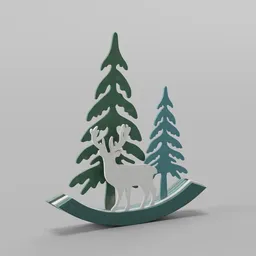 Wooden Christmas Deer Ornament