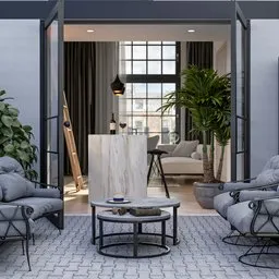 View of the terrace of a luxury townhouse