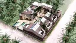 Detailed 3D model of a conceptual Maldivian hotel with wooden accents, designed in Blender for a competition.