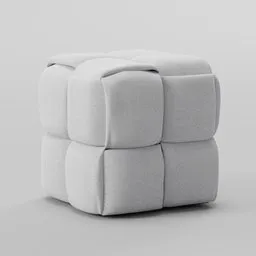 "Get cozy with our 3D model of a white pouf for Blender 3D. Featuring soft edges and plush design, it's perfect for adding a touch of comfort to any scene."
