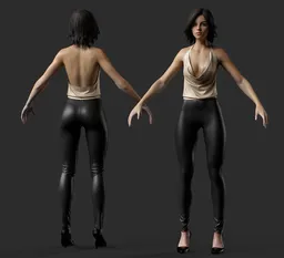 Elegant Female Character Leather Pants