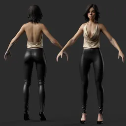 Elegant Female Character Leather Pants