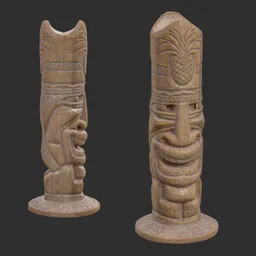 Tiki God Jolly Spirit Statue Aged Wood