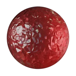 High-quality red Crystalline Glass PBR material for Blender 3D, suitable for Cycles and Eevee rendering.