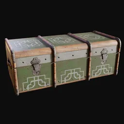 Antique Steamer Trunk Green