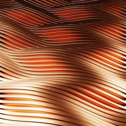 Abstract 3D model of undulating wavy lines in orange hues, perfect for creative design.