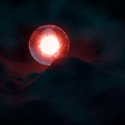Glowing Orb in Alien Terrain