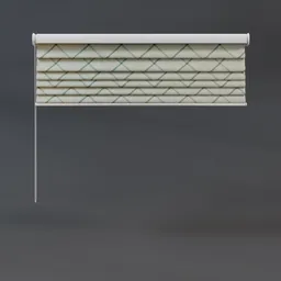 3D model of green checkered Roman blinds for interior design in Blender.