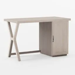 3D-rendered modern wooden desk with drawers, ideal for office or home workspace, Blender model.