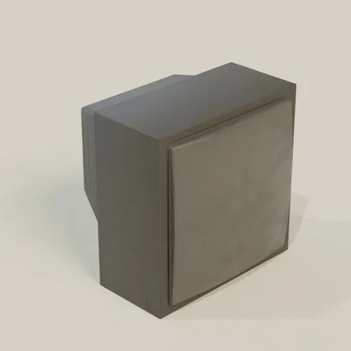 3D Blender model rendering of a vintage portable CRT television with simplistic design.