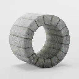 3D modeled PBR textured stone window frame, Blender compatible, circular design, no glass, architectural element.