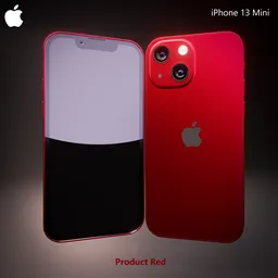 Detailed 3D rendering of a red smartphone, compatible with Blender 3D software.