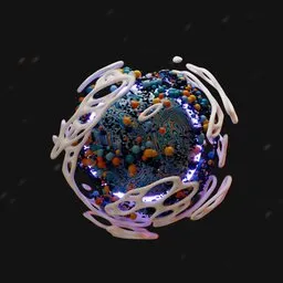 Procedural abstract orb with dynamic colors and shapes, perfect for Blender 3D animation loops and creative visuals.