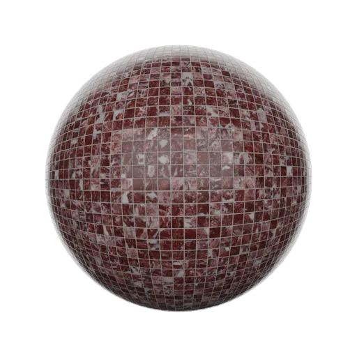 High-resolution PBR marble mosaic tile texture for 3D Blender material library.