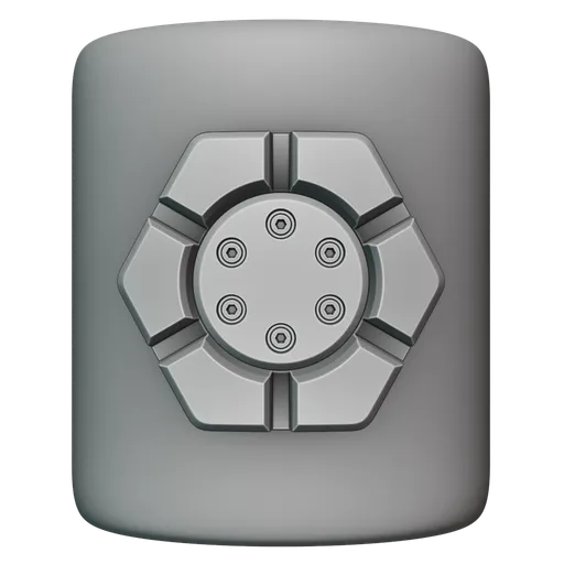 Detailed 3D sculpting brush imprint for mechanical surface enhancement in Blender modeling.