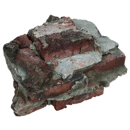 "Create realistic ruins and abandoned buildings with this broken piece of brick wall 3D model for Blender 3D. Featuring photorealistic textures and a fractured design, it's perfect for stadium or urban scenes."