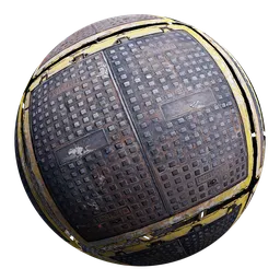 Rusty metal manhole cover texture with realistic weathered details, ideal for 3D modeling and PBR workflows.