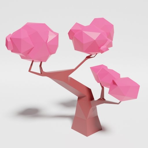 Low Poly Japan Tree 2 Singlecolor | Trees models | BlenderKit