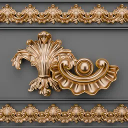Detailed 3D classic ornament model showcasing intricate baroque style designs for Blender enhancement.