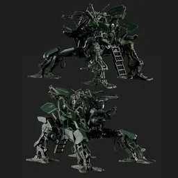 Sci-Fi Tactical Quadruped Robot Walker