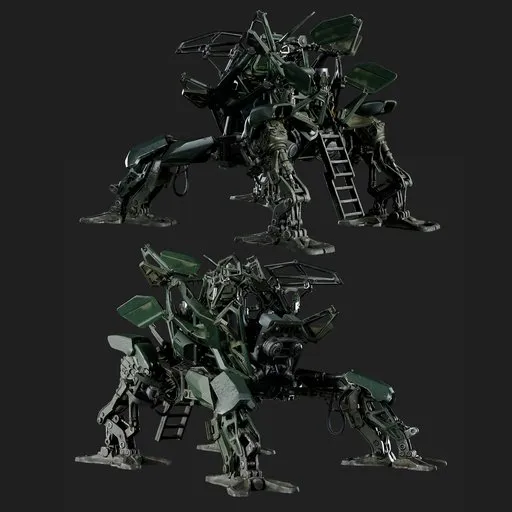 Sci-Fi Tactical Quadruped Robot Walker