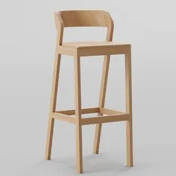 Minimalist Oak Wooden Bar Stool