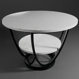 Realistic 3D model of a round marble-top coffee table with a unique black base, optimized for Blender rendering.