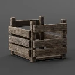 Detailed 3D model of a rustic wooden basket, perfect for adding a historical touch to digital scenes.