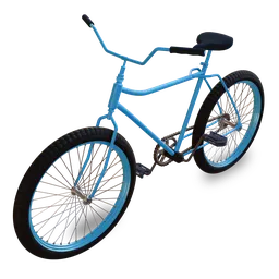 "Blue Bicycle 3D model in Blender 3D, perfect for kids and teenagers. Realistically rendered in blue hues with black seat and handlebar. Great for action sports and item visualization."