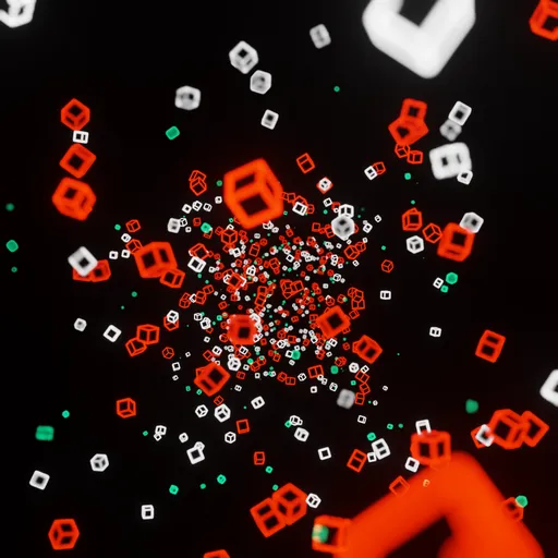 Abstract Glowing Red Wireframe Tunnel
