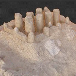 Detailed 3D model of a textured sandcastle suitable for Blender rendering, capturing the intricate design.