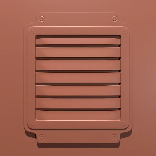 3D model of vent shape applied using industrial-style Air Vent Brush for Blender sculpting.