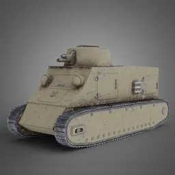 "Kolohousenka Czechoslovakian Light Tank, a game-ready static model for Blender 3D, inspired by World of Tanks. The fully-detailed 3D model features a rotating turret, lightweight yet imposing body shape, and sepia-toned bump-mapping with PBR compatible 8K textures."