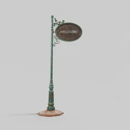 Vintage Ornate Welcome Signpost