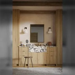 Realistic 3D rendered bathroom scene with detailed textures and accurate dimensions, made in Blender.