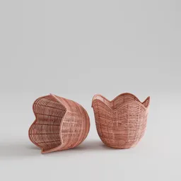 Pink Tulip Wicker Basket