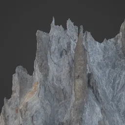 Highly-detailed Blender 3D model showcasing a realistic mountain cliff texture.