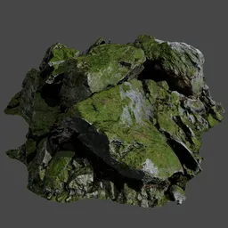 Green Moss Rock Boulder Ground