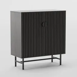 High-quality 3D Blender model showcasing a modern grooved wood and steel dresser with customizable color options.
