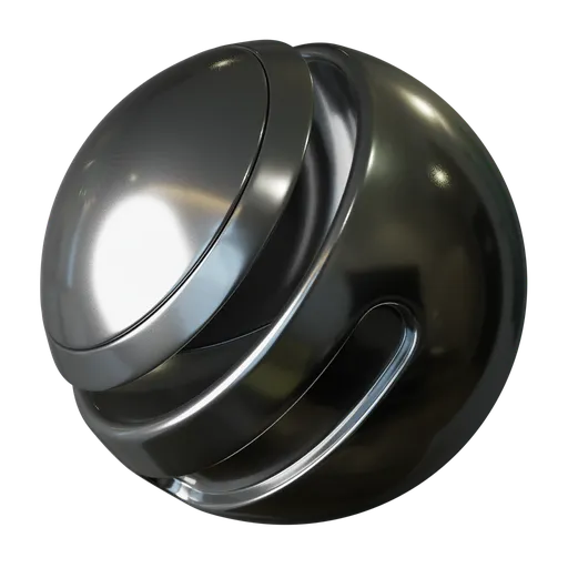 Shiny procedural stainless steel PBR material for Blender 3D, versatile single-node configuration.