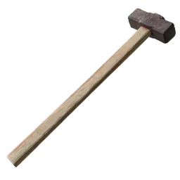 "3D model of an old Sledgehammer with a wooden handle, ideal for creating an old forge in Blender 3D software. This handtool belongs to the handtools category and comes with exquisite details, making it perfect for any auto repair or DIY project. Get the perfect hammer for your project and bring your ideas to life with this BlenderKit 3D model."