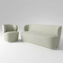 "Experience luxury with Gubi's Stay lounge chair and sofa 3D model in BlenderKit's sofa category. This orthographic 3D rendering features light grey fur and is perfect for interior designers. Create stunning visualizations with this CAD-built model by Lee Gatch."