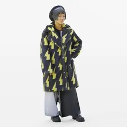 Standing Girl with big coat